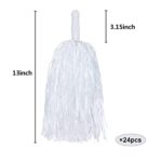 24PCS Cheerleading Pom Poms Metallic Foil Plastic Pom Poms with Baton Handle for Game Sports Squads Dancing Party Football Basketball Club Spirit Sports Stage Performance Celebration (white)