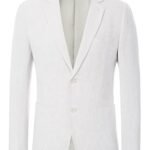 Men’s Casual 2 Buttons Linen Suit Blazers Lightweight Slim Fit Jacket White, Large