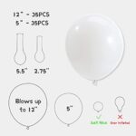 Heaitmay Pastel Balloons 12 Inch 5 Inch 70 pcs White Balloons, Birthday Balloons Party Balloons Bride Balloons for Baby Shower Wedding Engagement Anniversary Party Decorations