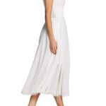 Dress the Population Womens Alicia Sleeveless Plunging Fit and Flare Midi, Off-White, XX-Small US