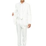 Offstream Men’s Party Costume – 2 Piece Casual Suit Outfit – White L