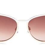 Jessica Simpson Womens J5316 Metal Cat-Eye Sunglasses with Two-Tone Frame and 100% UV Protection, white, 65mm