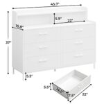 Hasuit 6 Drawers Double Dresser with Shelves, Large Wooden Storage Tower Organizer, Wide Chest of Drawers, White Dresser for Bedroom, Living Room, Entryway