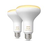 Philips Hue White Ambiance BR30 LED Smart Bulbs (Bluetooth Compatible), Compatible with Alexa, Google Assistant, and Apple HomeKit, New Version, 2 Bulbs (578138)