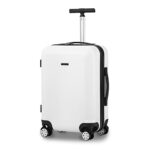 GigabitBest Carry On Luggage with Spinner Wheels PC+ABS 20 Inch Hard Shell Luggage Suitcase Luggage with TSA Lock, White