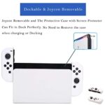 GUTIAL Dockable Case for Nintendo Switch OLED Model 2021 – Cute Protective Cover Case for Nintendo Switch OLED 7 Inch and Joy-Con Controller with Screen Protector and Thumb Grips – White