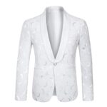 YFFUSHI Men’s 2 Piece Suits White Tuxedo 1 Button Shawl Collar Party Dinner Suit