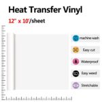 RENLITONG White HTV Iron on Vinyl 12Inch by 10ft Roll HTV Heat Transfer Vinyl for T-Shirt HTV Vinyl Rolls for All Cutter Machine – Easy to Cut & Weed for Heat Vinyl Design