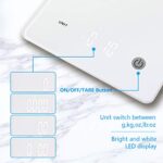 Vitafit 22lb Digital Kitchen Food Scale, Clear LED Display, Tempered Glass, White