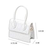 Cute Purse Mini Crossbody Bags for Women Girls Top Handle Clutch Handbag (White Crocodile)