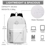 VASCHY Lightweight Backpack for School, Classic Basic Water Resistant Casual Daypack for Travel with Bottle Side Pockets (White)
