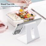 Crpich Acrylic Cell Phone Stand, Portable Phone Holder, White Phone Stand for Desk, Compatible with Phone14 13 12 Pro Max Mini 11 Xr Plus SE, Switch, Android Smartphone, Pad, Tablet, Desk Accessories