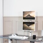 VIVO Dual Vertically Stacked LCD Monitor Desk Mount, Extra Tall Heavy Duty Adjustable Stand for 2 Ultrawide Screens up to 34 inches, 22 lbs Capacity, White, STAND-V002TW