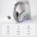 Redragon H350 White Wired Gaming Headset, Dynamic RGB Backlight – Stereo Surround-Sound – 50MM Drivers – Detachable Microphone, Over-Ear Headphones Works for PC/PS4/XBOX One/NS