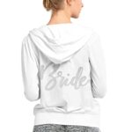 Bride To Be White Jacket – Glam Rhinestone Bride Lightweight Hoodie – Engagement Party, Wedding day Cover Up Bride Hoodie – Medium – White Hood(GlmBrd RS) Wht/Med
