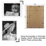 Sindcom 18×24 Poster Frame 3 Pack, Picture Frames with Detachable Mat for 16×20 Prints, Horizontal and Vertical Hanging Hooks for Wall Mounting, White Photo Frame for Gallery Home Décor