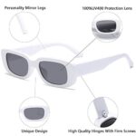 aisswzber Vintage Rectangle Sunglasses for Women Men 90s Fashion Narrow Square Frame Eyewear UV400 Protection