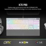 Corsair K70 PRO RGB Optical-Mechanical Gaming Keyboard – OPX Linear Switches, PBT Double-Shot Keycaps, 8,000Hz Hyper-Polling, Magnetic Soft-Touch Palm Rest – NA Layout, QWERTY – White