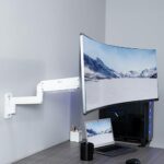 VIVO Premium Aluminum Heavy Duty Monitor Arm for Ultrawide Screens up to 49 inches and 44 lbs, Single Wall Mount, Pneumatic Height, Max VESA 100×100, White, MOUNT-V101G1W
