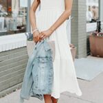 MEROKEETY Women’s Flutter Short Sleeve Smocked Midi Dress Summer Casual Tiered A-Line Dress,White,S