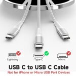 Deegotech USB C to USB C Cable, [100W 10ft 2-Pack] PD 5A Durable Nylon Braided USB C Charger Cable Fast Charging for MacBook Pro, Compatible with MacBook Air, iPad Pro/Air, Galaxy S22 S21-White