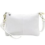 Beurlike Leather Wristlet Wallet Clutch Purses For Women Small Crossbody Phone Bags(White)