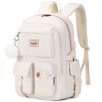 Classic Diamond School Backpack for Girls Backpack Cute Bookbag Kawaii School Bag Anime College Backpack for Teen Girls (White)