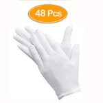 48 Pcs White Gloves, ANDSTON 24 Pairs Soft Cotton Gloves, Coin Jewelry Silver Inspection Gloves, Stretchable Lining Glove, Medium Size