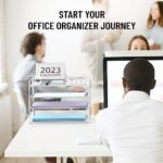 SUPEASY White Desk File Organizer, Office Desktop Organizer, Mesh Paper Letter Tray with 4 Tier Racks Shelves