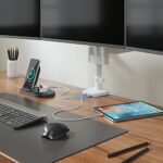 WALI Triple Monitor Mount, 3 Monitor Stand Desk Mount with Premium Gas Spring Arm for Screens up to 27 inch, Mounting Holes 75×75 or 100×100 mm (GSDM003W-U), White