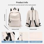 coowoz College Bag Lightweight Casual Daypack College Laptop Backpack for Men Women Water Resistant Travel Rucksack for Sports backpack for Women(White)