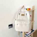 GAXOS Cute Backpack for School Aesthetic Backpack Purse for Women Girls White Book Bag Korea Style Bookbag