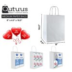 Qutuus White Gift Bags with Handles 25 pcs – 8×4.5×10 White Craft Bags, Gift Bags Bulk Medium Size, White Paper Gift Bags, White Paper Bags with Handles Bulk
