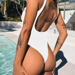 CHYRII Women’s White Sexy Cutout Lace Up Backless High Cut One Piece Swimsuit Monokini S