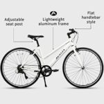AVASTA Road Hybrid Bike for Women, Lightweight Step Throught 700c Aluminum Alloy Frame City Commuter Comfort Bicycle, 7-Speed Drivetrain, Color White