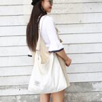 Covelin Women’s Retro Large Size Canvas Shoulder Bag Hobo Crossbody Handbag Casual Tote White