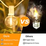 100ft 2-Pack Outdoor G40 LED Globe String Lights Dimmable Shatterproof Waterproof Light Strings with 52 Bulbs Connectable Commercial Hanging Lights for Patio Balcony Backyard Party (White Wire)