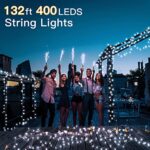 Ollny Outdoor String Lights – 400LED 132ft Super Long Fairy Lights with 8 Modes Timer Remote, 29V Plug-in String Lights for Wedding Garden Yard Porch Party Tree Indoor Christmas Decor, Cool White