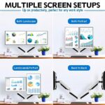 MOUNTUP White Dual Monitor Stand for Desk, Adjustable Gas Spring Double Monitor Mount for 13-32 Inch, Monitor Arms for 2 Monitors Holds Max 17.6 lbs, VESA 75×75 100×100 with C-clamp& Grommet Base