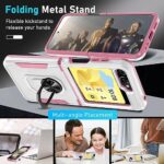 Janmitta for Samsung Galaxy Z Flip 5 Case Built in Front Screen Protector+Hinge Protection+Finger Ring Metal Kickstand,Heavy Duty Shockproof Full Body Protective Cover,2023 White