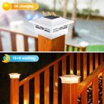 VOLISUN Solar Post Cap Lights,6Pack Outdoor Fence Post Cap Lights, White/Black Solar Powered Deck Lights for Dock Waterproof 2 Color Modes,4×4/6×6 Wooden/Vinyl Posts