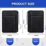 Buryeah 2 Pcs Slim Minimalist Wallet Leather Front Pocket Wallets RFID Blocking Wallets for Women Credit Card Holder for Work Travel (White and Black)