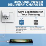 45W Samsung Super Fast USB-C Wall Charger for Samsung Galaxy S23 Ultra/S23/S23 Plus/S22 Ultra/S22/S22+/S21/S20/Note 10/20, Galaxy Tab S8/S7, PPS 45 Watt Charger Block with 6.6FT Cable-White