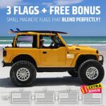 Premium American Flag Magnets for Trucks and Cars (3 Pack) + Bonus Reverse Flag | Magnetic US Flags Cut-Out | Powerful Magnet – Will Never Fall Off Your Vehicle | White | Not for Aluminum Cars