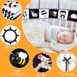 4 Pcs Baby Toys 0-3 Months Black and White High Contrast Newborn Toys – Tummy Time Toys Montessori Toys for Babies 0 3 6 9 Months – Infant Sensory Soft Book Toys for Babies Girls Boys Baby Gifts