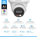 Amcrest UltraHD 4K (8MP) IP PoE AI Camera, 49ft Nightcolor, Security Outdoor Turret Camera, Built-in Microphone, Human Detection, Active Deterrent, 129° FOV, 4K@15fps IP8M-2779EW-AI (White)