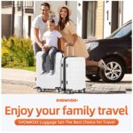 SHOWKOO Luggage Sets Expandable PC+ABS Durable Suitcase Sets Double Wheels TSA Lock White 3pcs