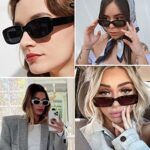 kimorn Rectangle Sunglasses for Women Men Trendy Retro Fashion Sun Glasses 90’s Vintage UV 400 Protection Square Frame K1200 (White Frame Grey Lens, 65)