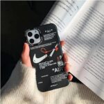 Off-White™ iPhone 12 and pro 6.1″ Black Case Liquid Silicone, Slim, Phone Case, Anti-Scratch Soft Microfiber Lining