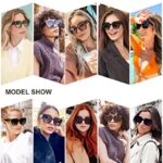 SOJOS Retro Cateye Polarized Oversized Sunglasses Womens Vintage Square Designer Sunnies SJ2205, Creamy White/Gradient Brown
